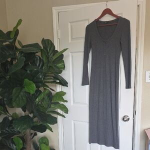 Zara Charcoal Long Sleeve Maxi Dress